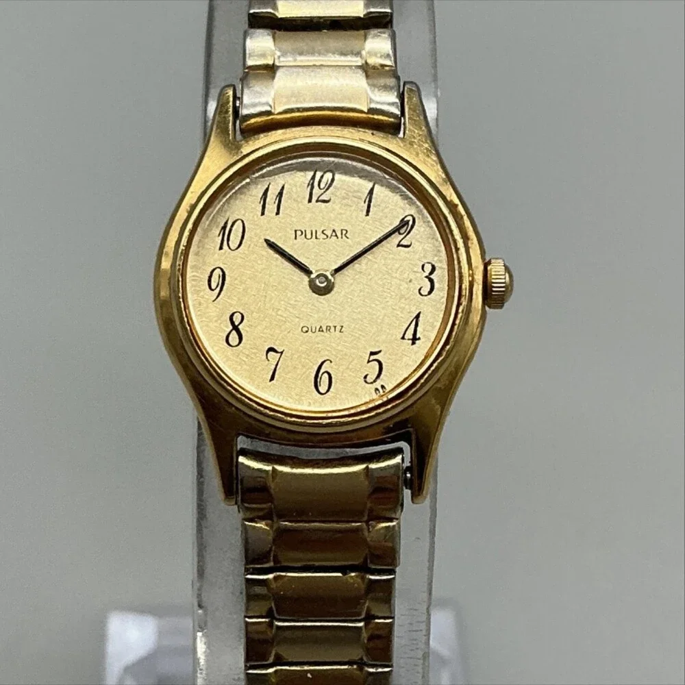 Vintage Pulsar Womens Watch 20mm Champagne Dial Gold Tone Stretch New Battery